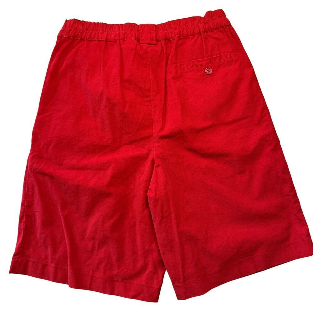 VTG Deadstock In Colors Red Corduroy Pleated Bermuda Shorts Women's Size 12 - Picture 2 of 5